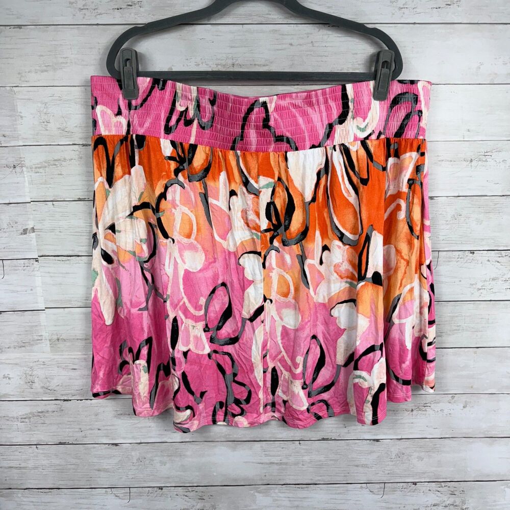 Lane Bryant Pink/Orange Floral Mini Skirt